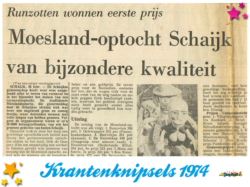 Krantenknipsels Moesland 1974