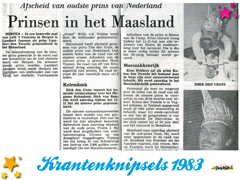 Krantenknipsels Moesland 1983