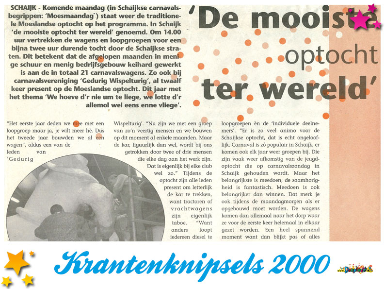 Krantenknipsels Moesland 2000