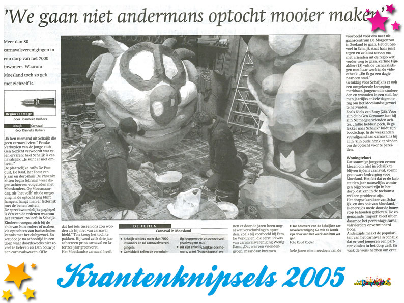 Krantenknipsels Moesland 2005