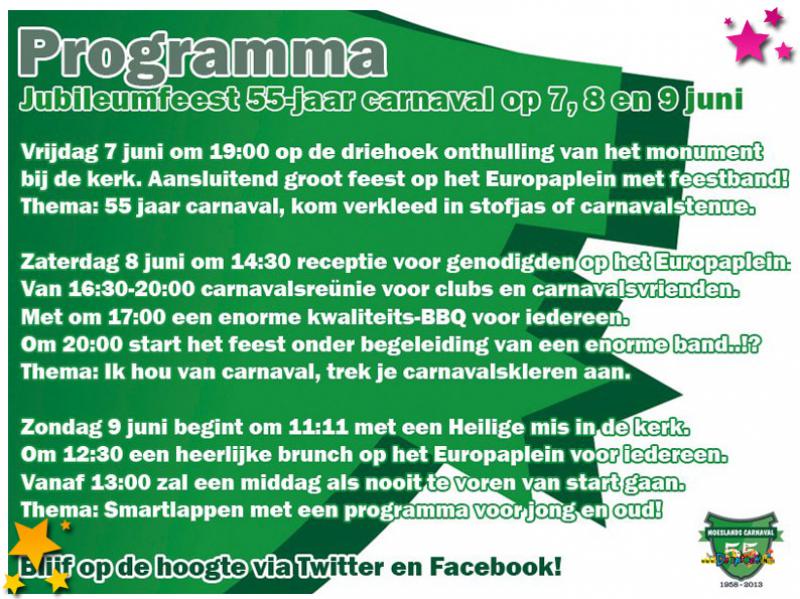 Programma 55 jaar carnaval Schaijk