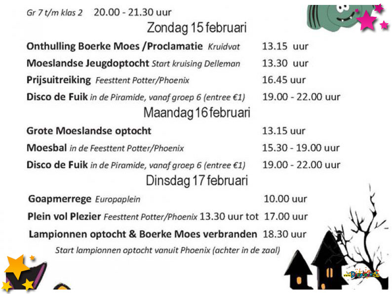 Programma Jeugdcarnaval Schaijk