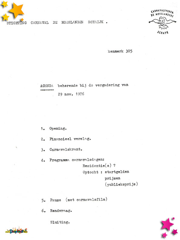 1976 agenda vergadering
