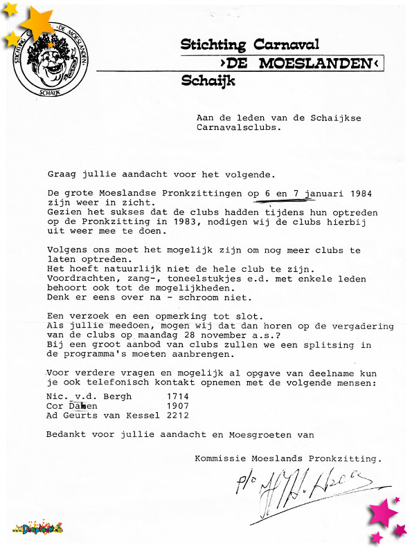 1983 brief pronkzittingen