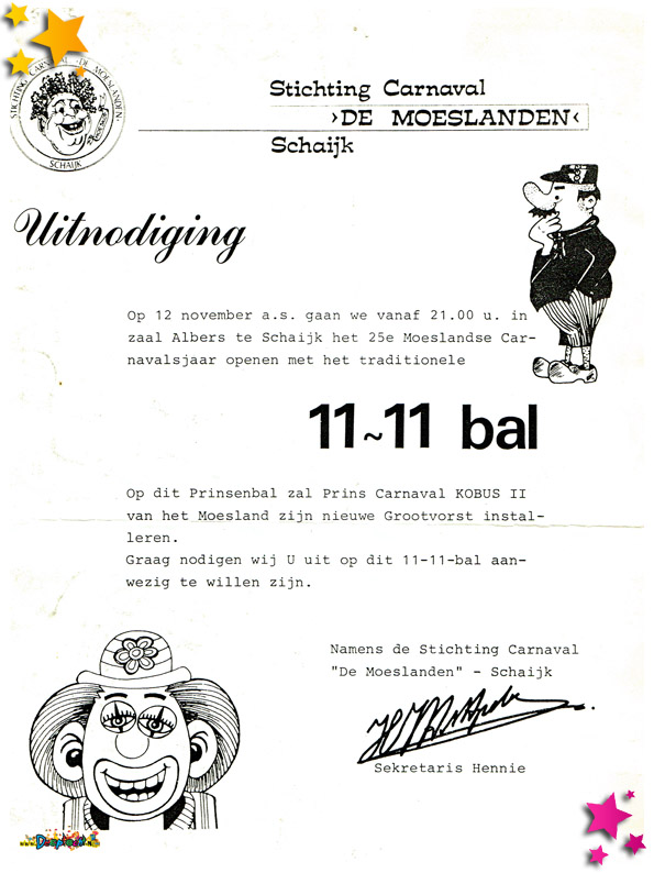 1983 uitnodiging 11 11 bal