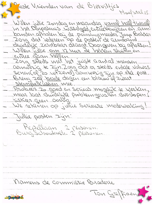 1984 brief braderie bierviltjes
