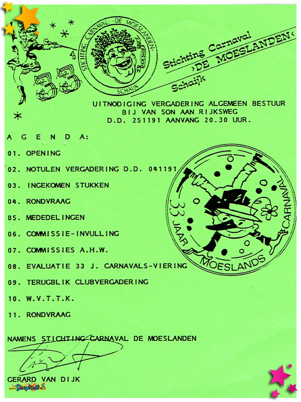 1991 uitnodiging bestuursvergadering