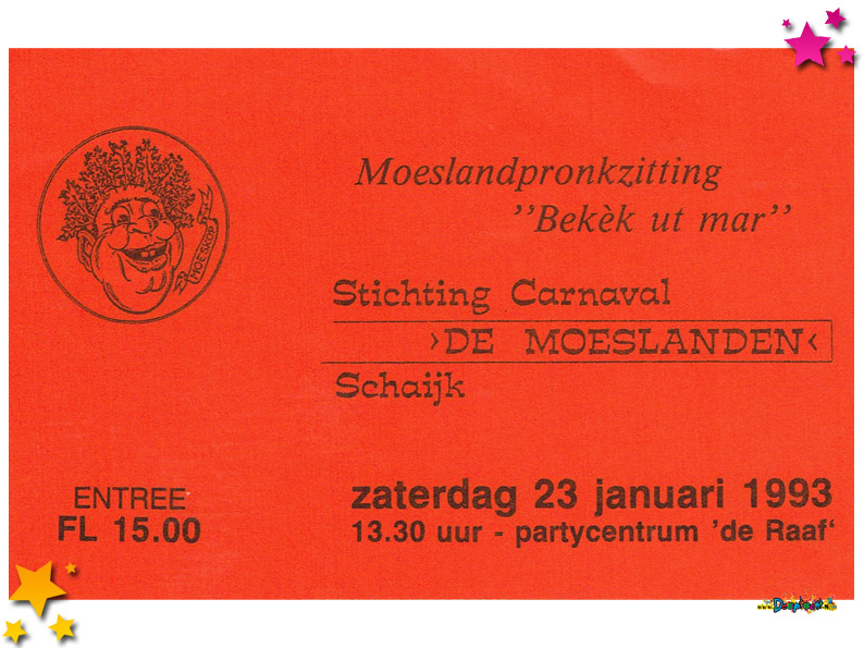 Entreebewijs MoeslandsePronkzitting 1993