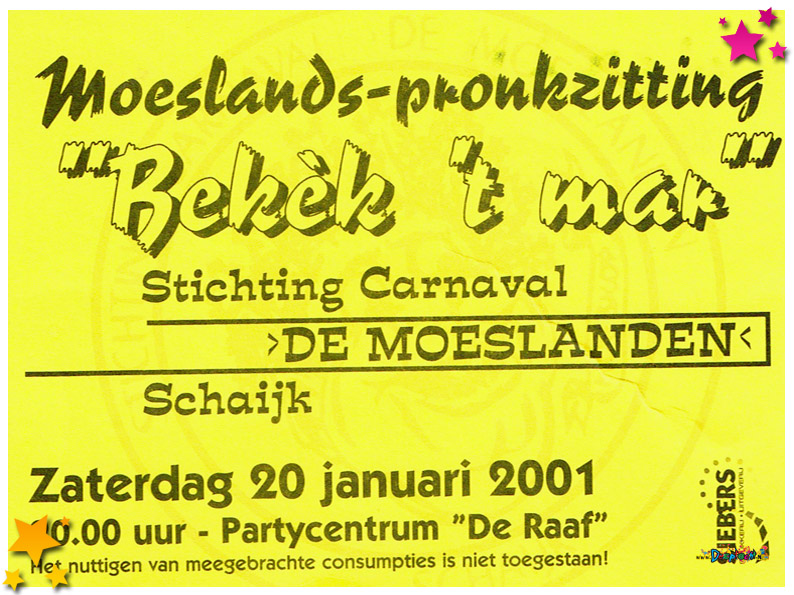 2001 kaartje pronkzitting