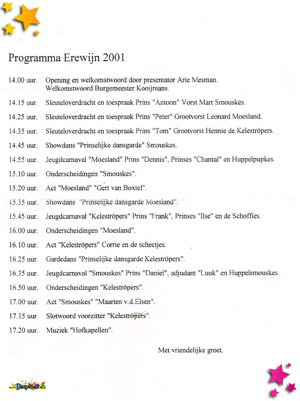 2001 programma erewijn