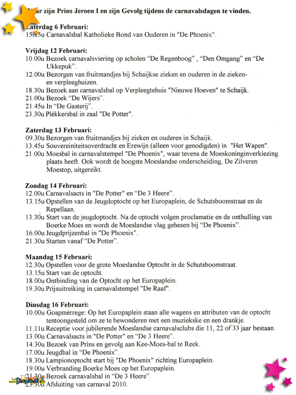 2010 programma