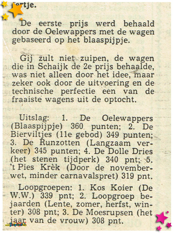 Uitslag 1975 optocht Schaijk