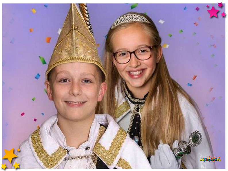 Jeugdprins Zef van Vugt en Jeugdprinses Emma Peters