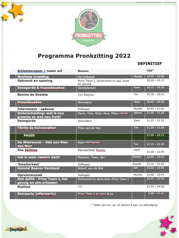 Pronkzitting 2022 - programma