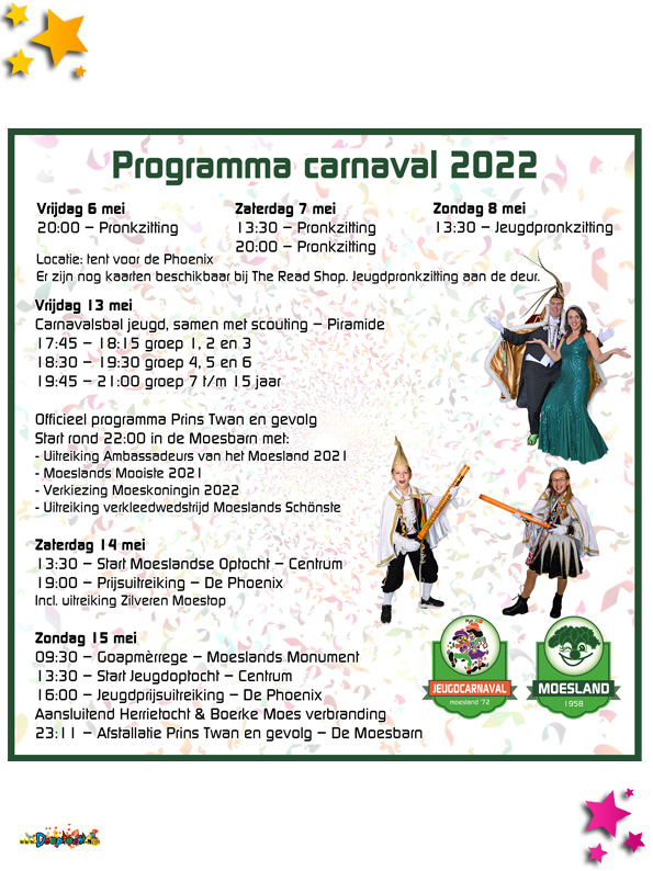 Programma carnaval Schaijk mei 2022